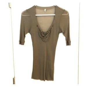 NWOT Olive Green 3/4 Sleeve Sexy Top